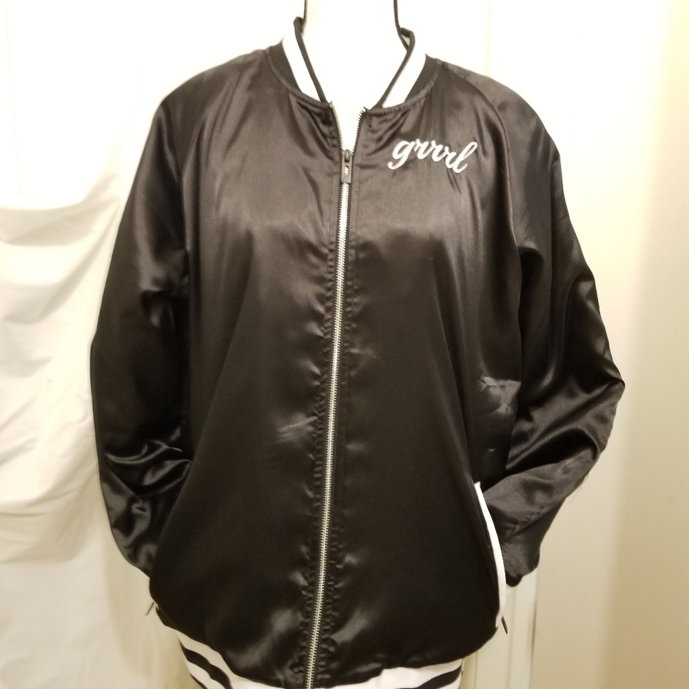 GRRRL satin bomber jacket